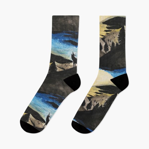 Item preview, Silhoutte Wilderness Mountain with a Wolf designed and sold by Aquamarineelle.