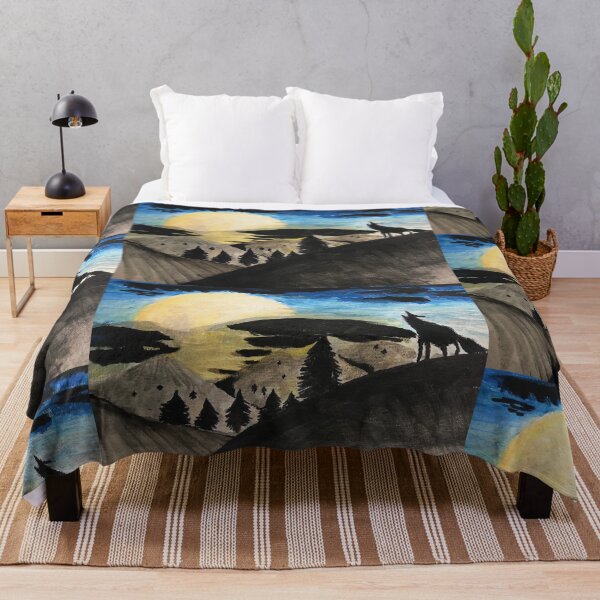 Item preview, Silhoutte Wilderness Mountain with a Wolf designed and sold by Aquamarineelle.