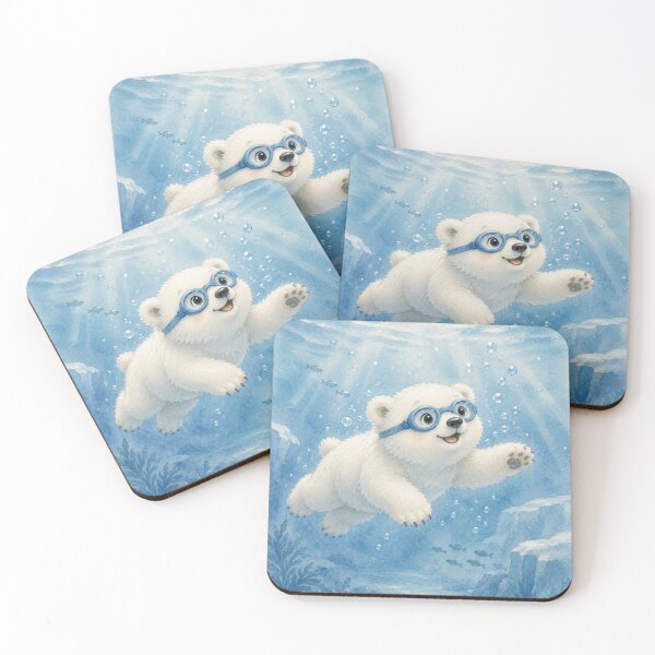 Item preview, Cute Polar Bear Swimming Underwater Watercolor | Happy Arctic Bear designed and sold by Snikdha.
