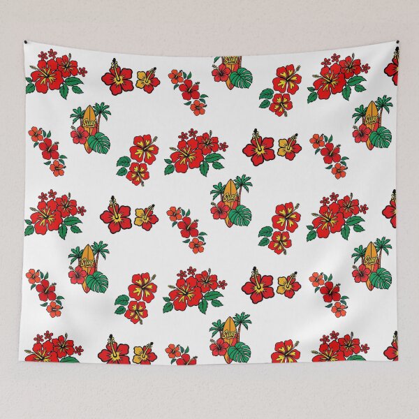Item preview, Retro Surf Hibiscus Tropical Flowers Halftone Pop Art designed and sold by DonnaRaine.