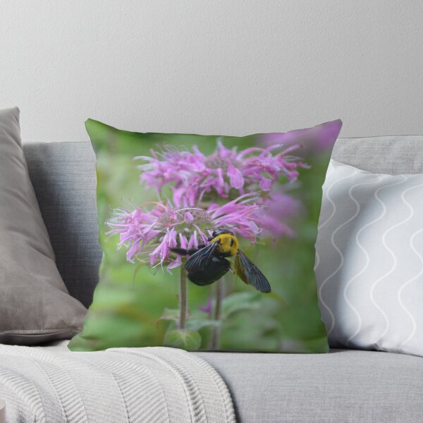 Item preview, Bumblebee Gathering Nectar on Bergamot Flower designed and sold by MiraNadaPrints.