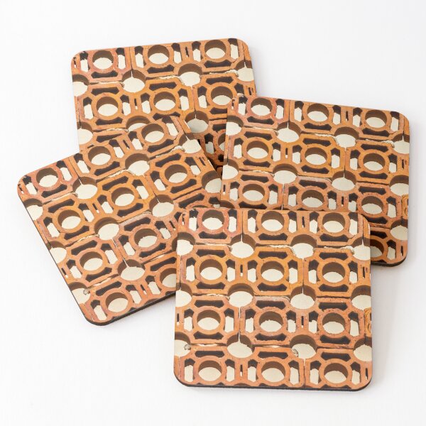 Item preview, Terracotta Ventilation Blocks Patterned Wall With Circular Holes And Repeating Geometric Texture designed and sold by Nmallia.
