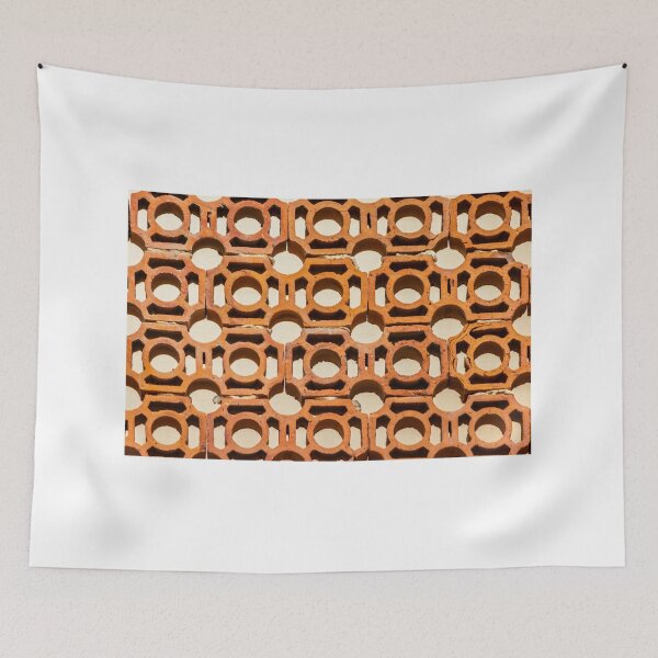 Item preview, Terracotta Ventilation Blocks Patterned Wall With Circular Holes And Repeating Geometric Texture designed and sold by Nmallia.