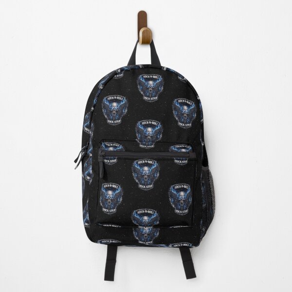 Item preview, Rock‑N‑Roll Fanged Skull — Blue‑Eyed Winged Rock Star Emblem designed and sold by MysticOzzy.