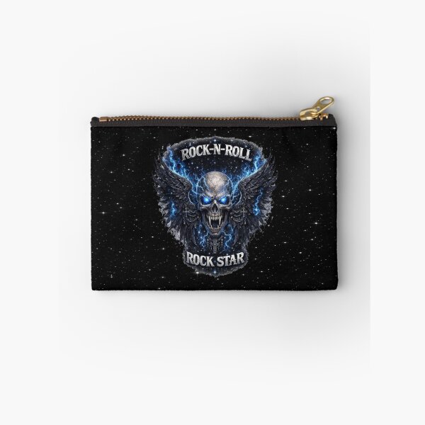 Item preview, Rock‑N‑Roll Fanged Skull — Blue‑Eyed Winged Rock Star Emblem designed and sold by MysticOzzy.