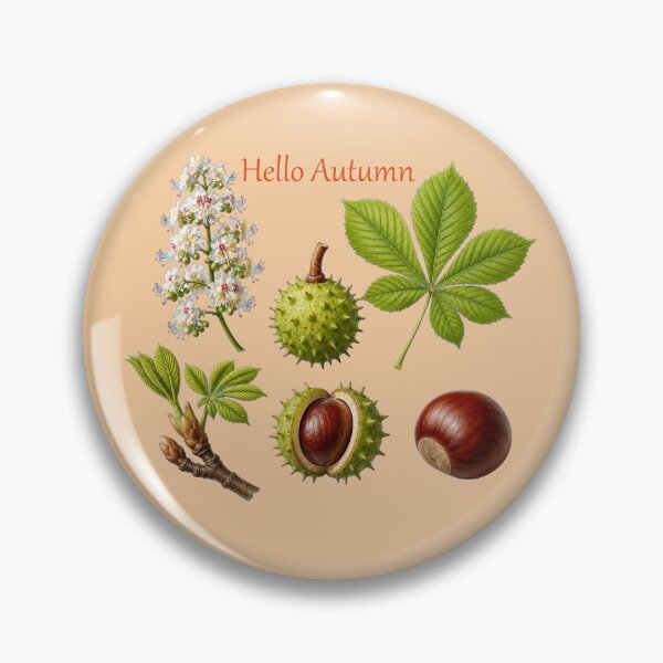 Item preview, Hello Autumn Chestnut Tree Botanical Illustration Fall Season Art designed and sold by Evelashop.