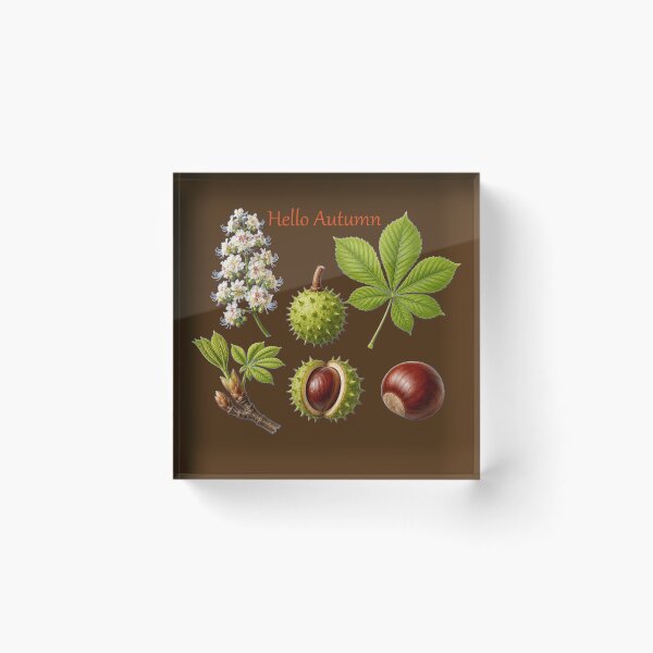 Item preview, Hello Autumn Chestnut Tree Botanical Illustration Fall Season Art designed and sold by Evelashop.