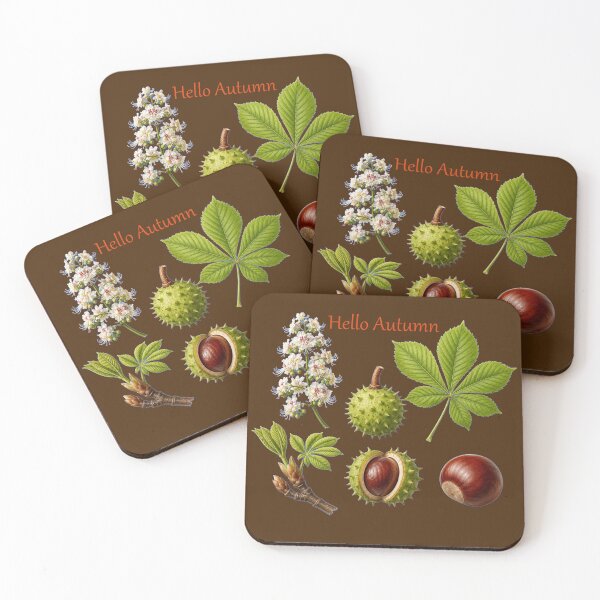 Item preview, Hello Autumn Chestnut Tree Botanical Illustration Fall Season Art designed and sold by Evelashop.