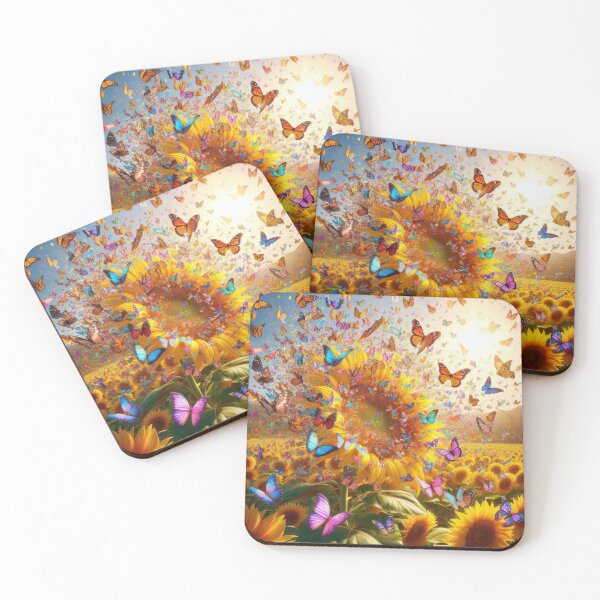 Item preview, butterflies fluttering around a sunflower designed and sold by JALNERVION SHOP.
