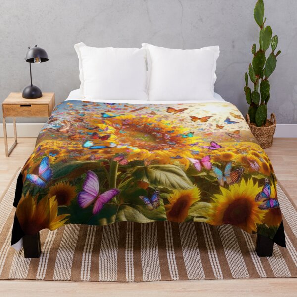 Item preview, butterflies fluttering around a sunflower designed and sold by JALNERVION SHOP.
