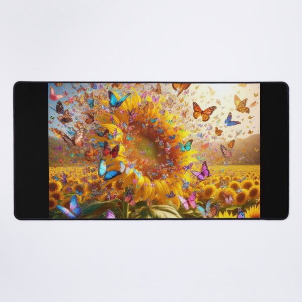 Item preview, butterflies fluttering around a sunflower designed and sold by JALNERVION SHOP.