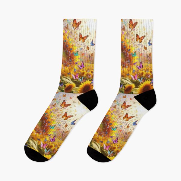 Item preview, butterflies fluttering around a sunflower designed and sold by JALNERVION SHOP.