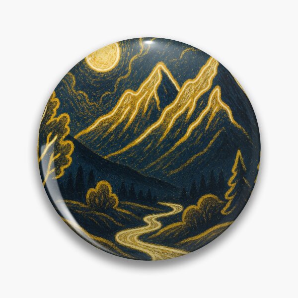 Item preview, Elegant Gold Line Art Mountain Moon Night Landscape designed and sold by Nexus Space.