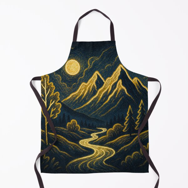 Item preview, Elegant Gold Line Art Mountain Moon Night Landscape designed and sold by Nexus Space.