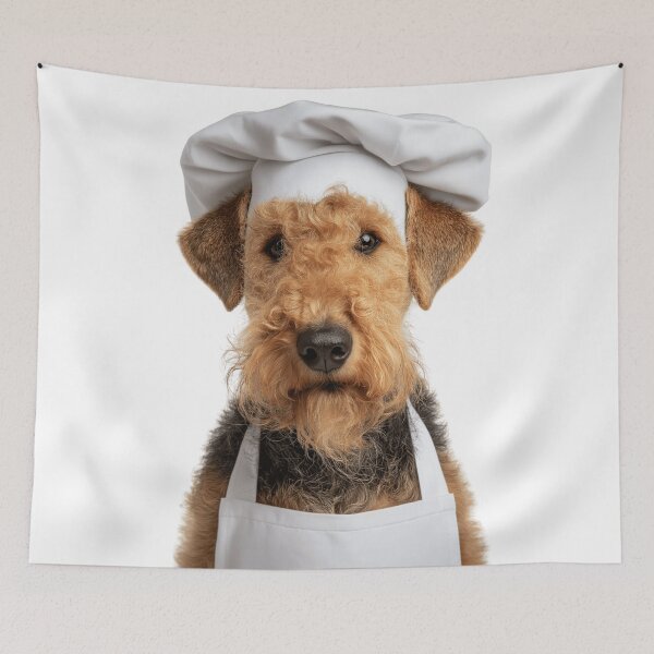 Item preview, Funny Airedale Terrier Dog Chef Realistic Animal Cooking Humor Art designed and sold by LazyOwlStore.