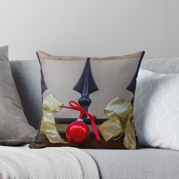 Item preview, Gold Christmas Bows And Red Ornament Hanging On Wrought Iron Railing Festive Decoration designed and sold by Nmallia.