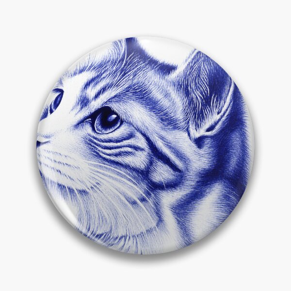 Item preview, Every line tells a story. A stunning blue ballpoint pen illustration capturing the quiet curiosity and timeless elegance of a cat. Perfect for cat lovers and art enthusiasts alike. ?? designed and sold by Omar97-.