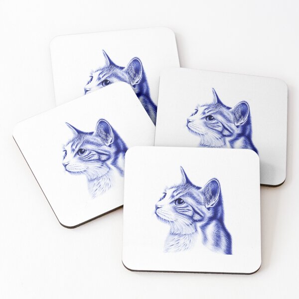 Item preview, Every line tells a story. A stunning blue ballpoint pen illustration capturing the quiet curiosity and timeless elegance of a cat. Perfect for cat lovers and art enthusiasts alike. ?? designed and sold by Omar97-.