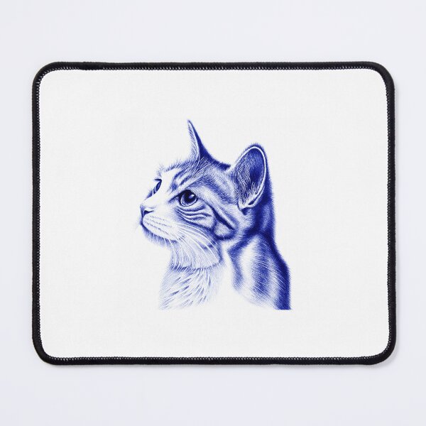 Item preview, Every line tells a story. A stunning blue ballpoint pen illustration capturing the quiet curiosity and timeless elegance of a cat. Perfect for cat lovers and art enthusiasts alike. ?? designed and sold by Omar97-.