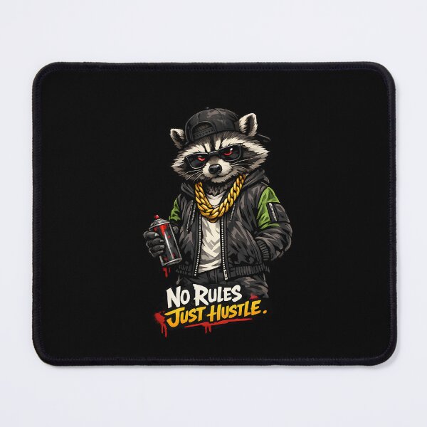 Item preview, Raccoon "No Rules. Just Hustle." designed and sold by Svetrovnia - Street Style.