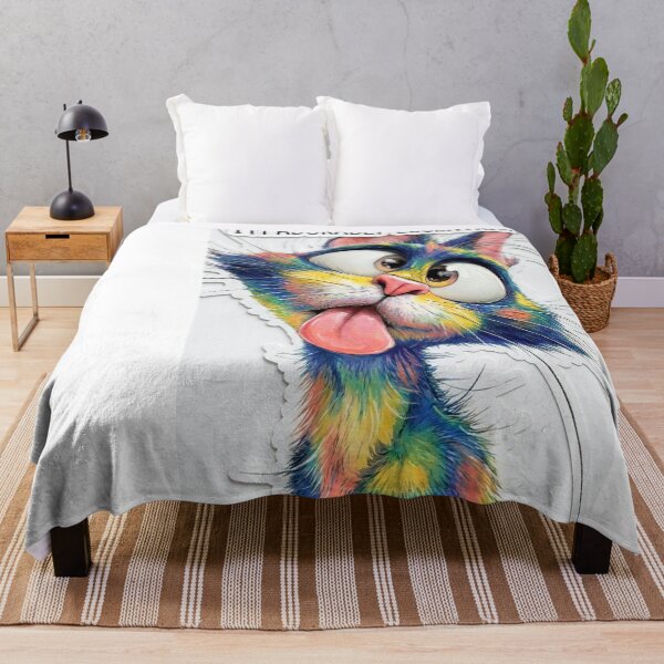 Item preview, Funny Colorful Cat Sticker PNG - Adorably Eccentric Funny Pet Meme designed and sold by Arts121.