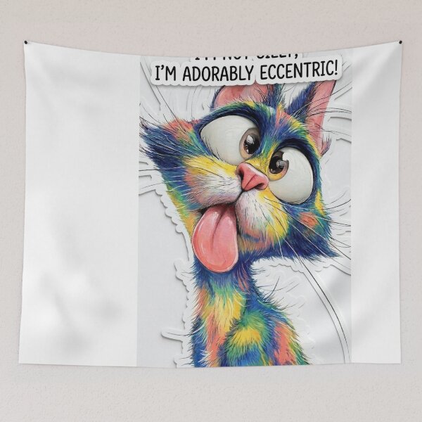 Item preview, Funny Colorful Cat Sticker PNG - Adorably Eccentric Funny Pet Meme designed and sold by Arts121.