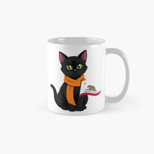 Item preview, Cute kawaii black cat with a California flag 01 designed and sold by ChameleonStars.
