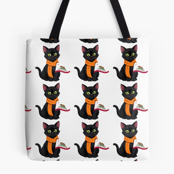 Item preview, Cute kawaii black cat with a California flag 01 designed and sold by ChameleonStars.