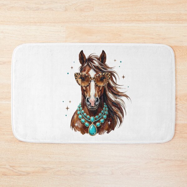 Item preview, Chic Horse Wearing Leopard Print Glasses And Turquoise Necklace designed and sold by raedattia.