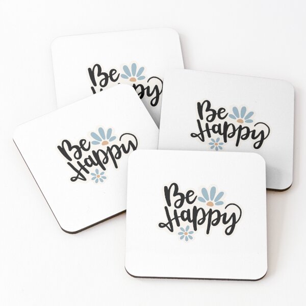 Item preview, Cute "be happy" cursive print designed and sold by CaroPrintsCo..