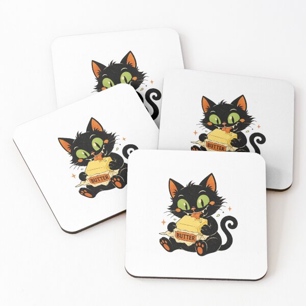 Item preview, Cute Creepy Black Cat Eating Butter | Vintage Retro Halloween Cartoon Sticker designed and sold by mayatA-rt.