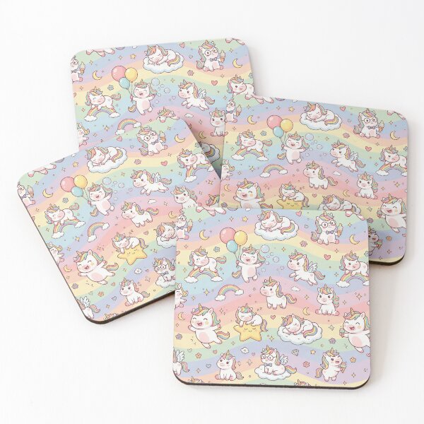 Item preview, Super Cute Kawaii Unicorns designed and sold by FunFitsFactory.