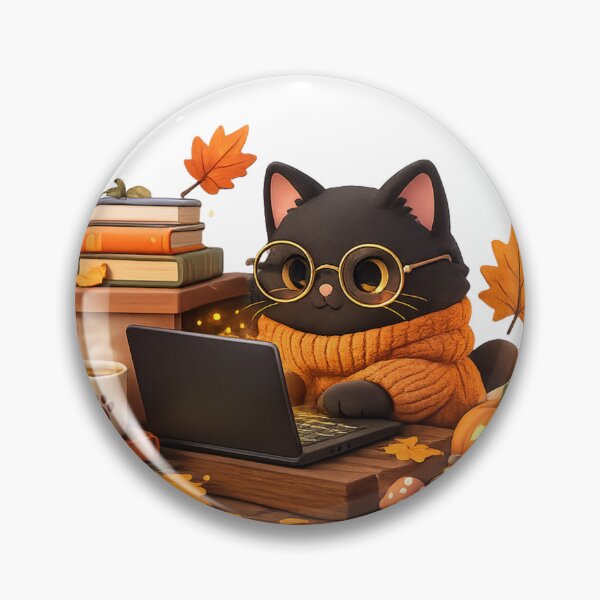 Item preview, Cute Black Cat Programmer | Cozy Halloween Coding Sticker designed and sold by FatmaAhmed90.