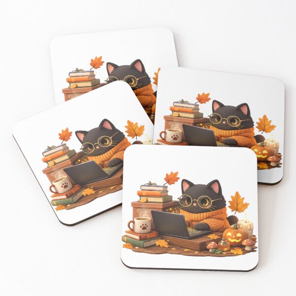 Item preview, Cute Black Cat Programmer | Cozy Halloween Coding Sticker designed and sold by FatmaAhmed90.
