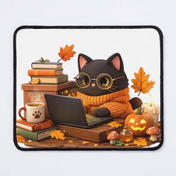 Item preview, Cute Black Cat Programmer | Cozy Halloween Coding Sticker designed and sold by FatmaAhmed90.