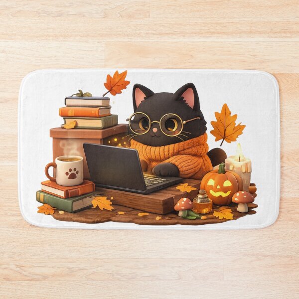 Item preview, Cute Black Cat Programmer | Cozy Halloween Coding Sticker designed and sold by FatmaAhmed90.