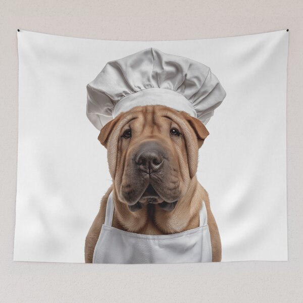 Item preview, Funny Chinese Shar-Pei Dog Chef Realistic Animal Cooking Humor Art designed and sold by LazyOwlStore.