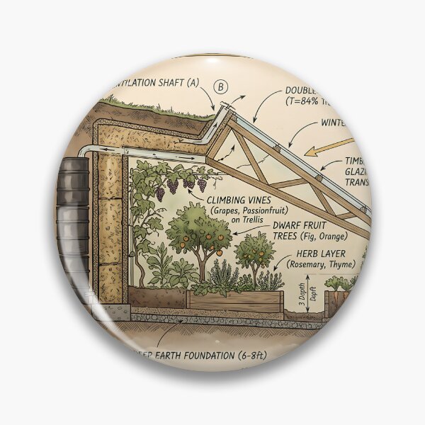 Item preview, Subterranean Passive Solar Greenhouse Architectural Blueprint designed and sold by MintedMinds.
