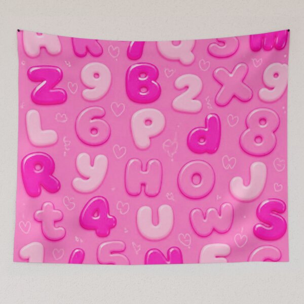 Item preview, Pink Alphabet & Numbers Pattern – Cute Kawaii ABC Seamless Design designed and sold by IMuDesigner.