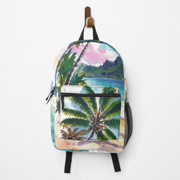 Item preview, Bora Bora Mount Otemanu Watercolor – Tropical Beach and Palm Art Print, Polynesia Travel Gift designed and sold by artshop77.