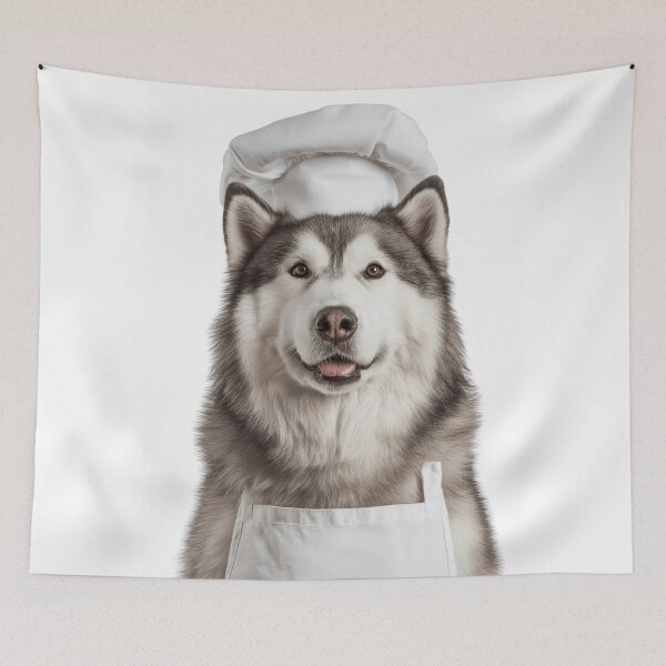 Item preview, Funny Alaskan Malamute Dog Chef Realistic Animal Cooking Humor Art designed and sold by LazyOwlStore.
