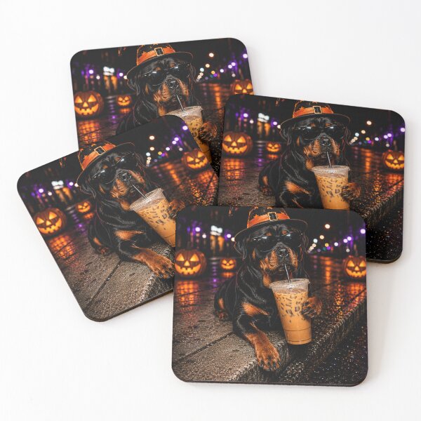 Item preview, Rottweiler Halloween Coffee Pumpkin Spooky Dog Fall designed and sold by Artbyrome.