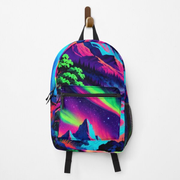 Item preview, Psychedelic Neon Northern Lights Mountain Landscape designed and sold by Nexus Space.