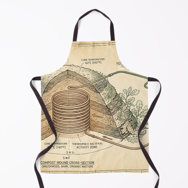 Item preview, Jean Pain Method Compost Water Heater Technical Illustration designed and sold by MintedMinds.