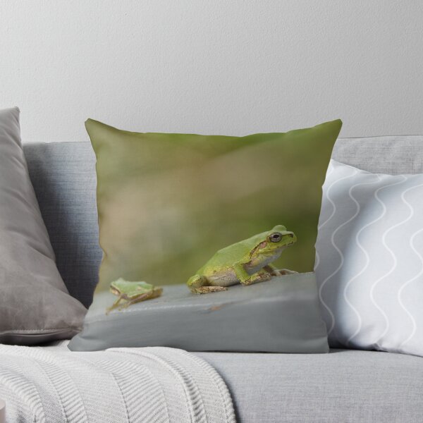 Item preview, Two Green Tree Frogs Resting on Ledge designed and sold by MiraNadaPrints.