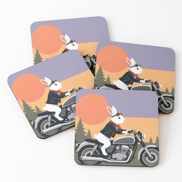 Item preview, Biker Rabbit – Whimsical Sunset Ride Art designed and sold by Dogandesighn.