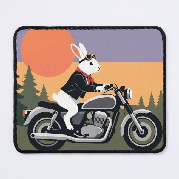 Item preview, Biker Rabbit – Whimsical Sunset Ride Art designed and sold by Dogandesighn.
