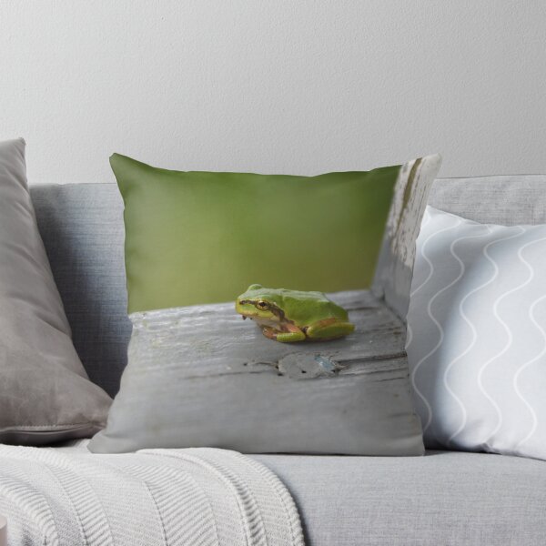 Item preview, Little Green Tree Frog on Wooden Sill designed and sold by MiraNadaPrints.