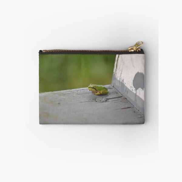 Item preview, Little Green Tree Frog on Wooden Sill designed and sold by MiraNadaPrints.