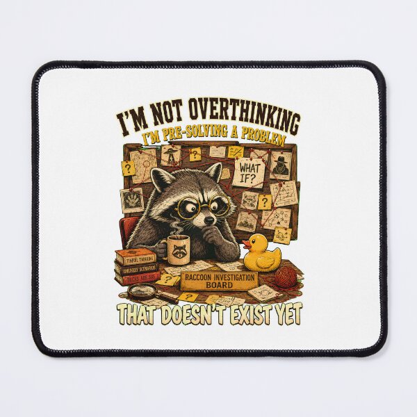 Item preview, I’m Not Overthinking Raccoon - Pre-Solving Problems Vintage Art designed and sold by BumbleBloom7.
